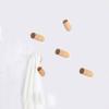 Natural Wood Wall Hooks - Set of 5 Cylindrical Hooks, Load 10 Kg, Screws Included