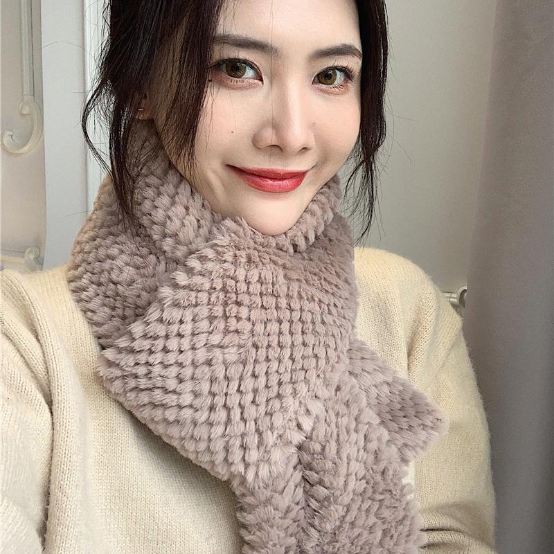 Schal Imitation Rexkaninchenfell Doppelseitig Verdickt Paarschal Damen Herbst und Winter Einfarbig Warm Langer Vielseitiger Schal