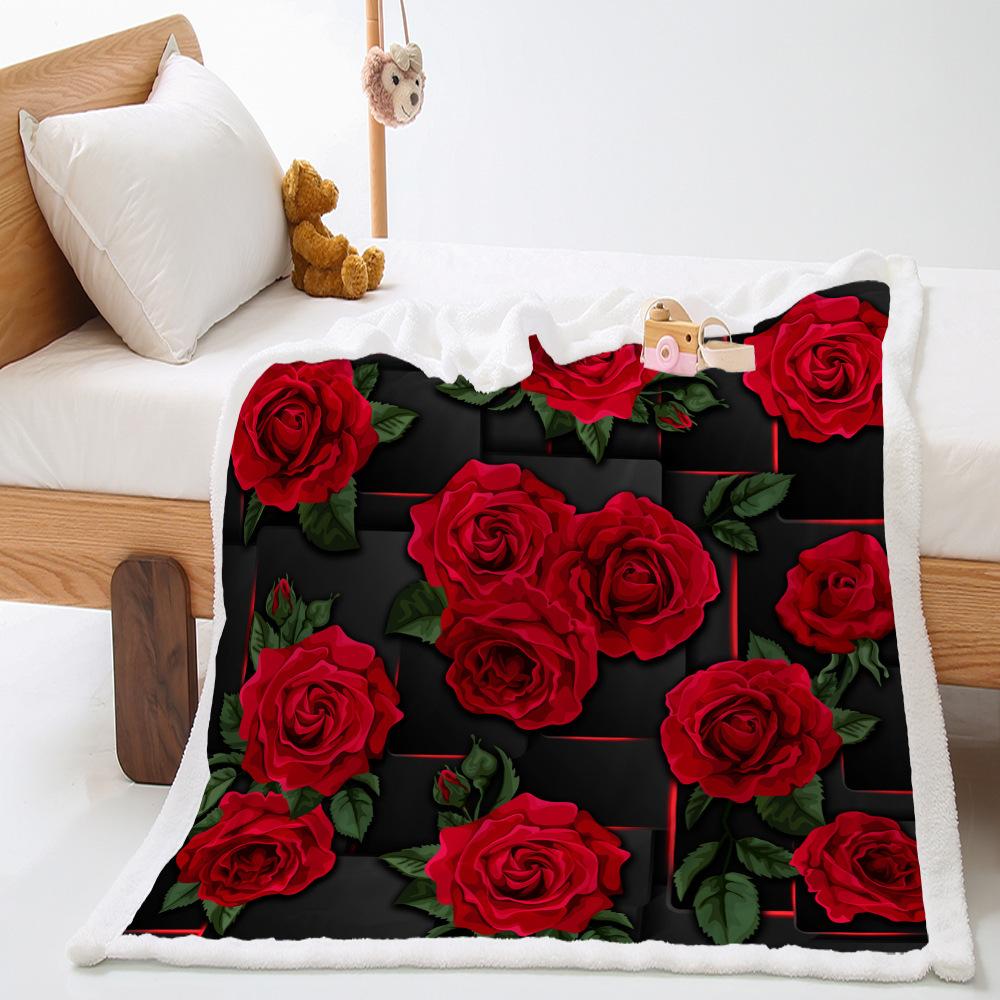 Digital Small Fresh Printing Thickened Lamb Fleece Crystal Fleece Fresh Blanket Blanket