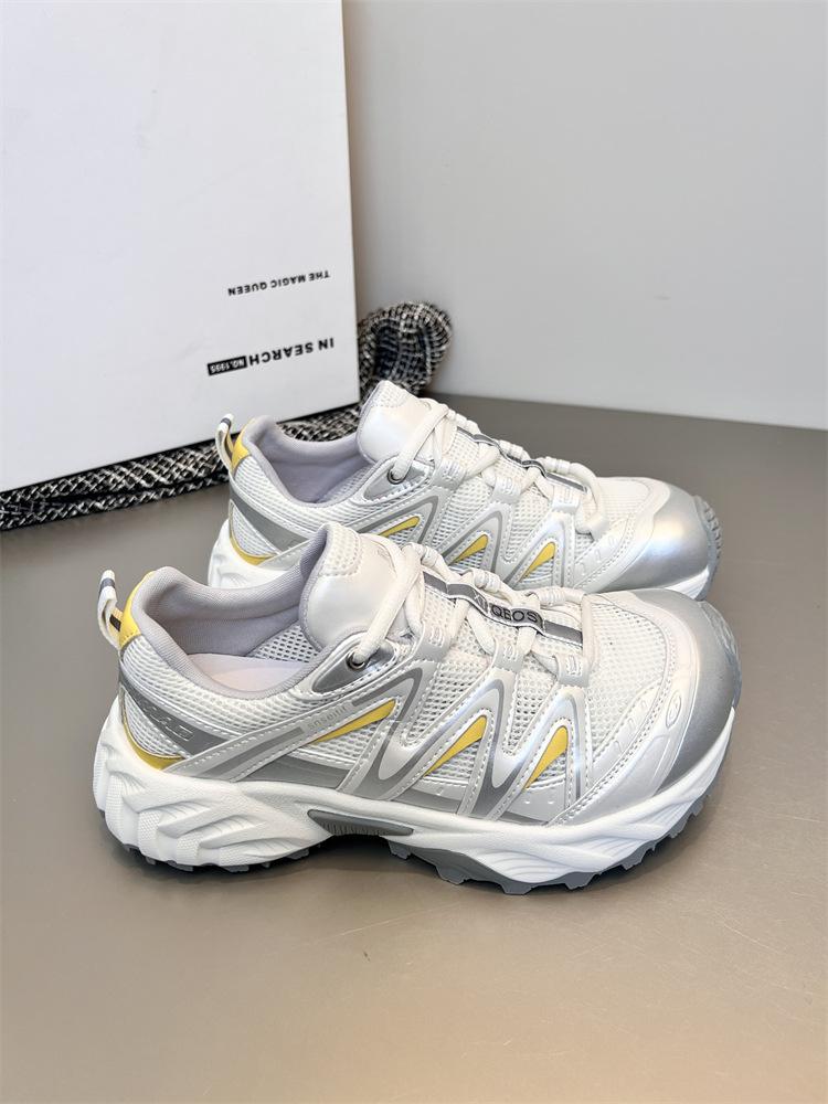 Leather Thin Mesh Outdoor Sports Shoes Women's 2025 Summer New Thick-soled, Lightweight and Breathable Versatile Head-shaking Dad Shoes