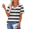 Women's Fashionable Casual Short Sleeve Print V-Neck Pullover Top