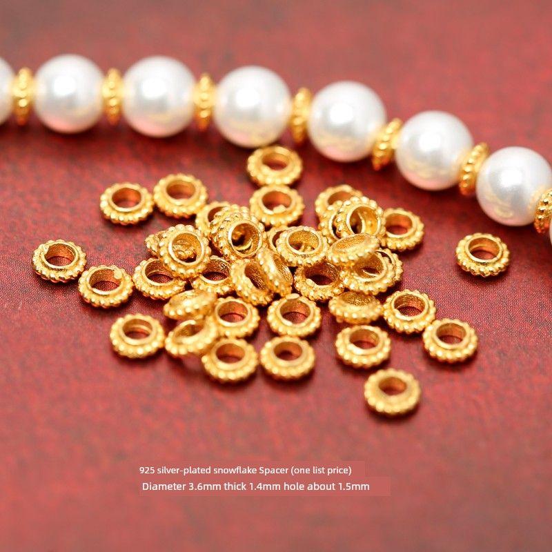 

Ancient Style Silver Plating K Gold Hairpin Carved Snowflake Spacer DIY Material Spacer Beads Gasket Braided Bracelet Bracelet Necklace Accessories 801g