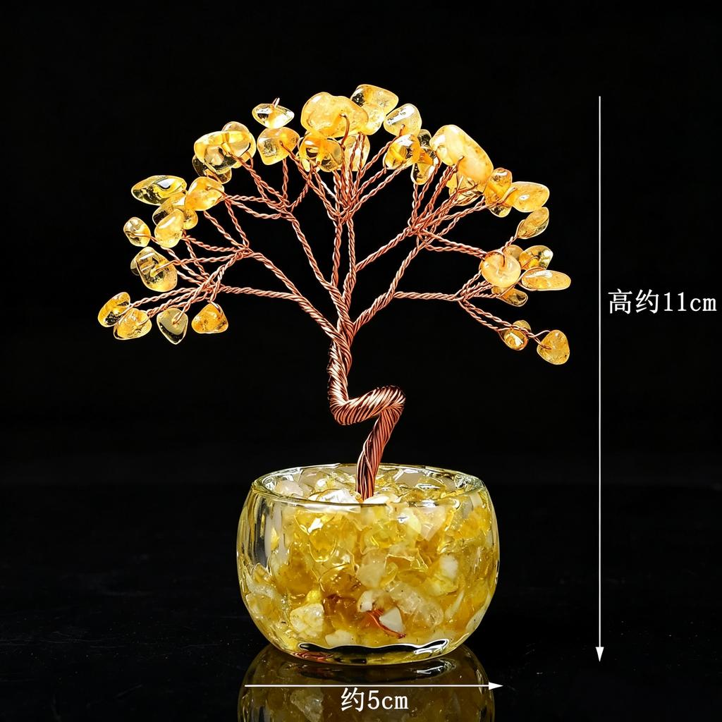 Natural crystal shake money fortune tree fish tank ornament office ornament lucky small ornament creative transshipment gift