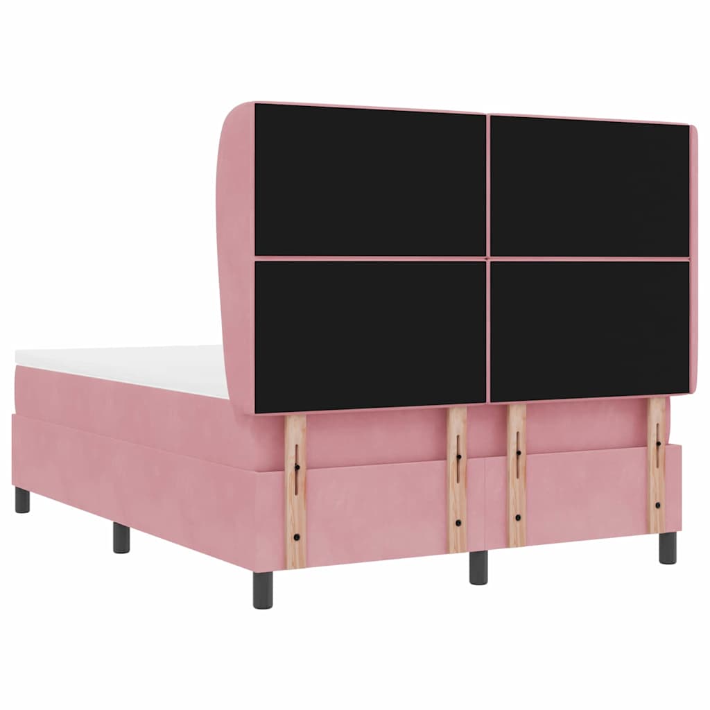 Box Spring Bed with Headboard Pink 190 x 140 cm Velvet