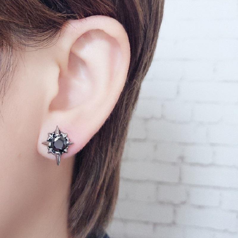 1 Pair New Style Gothic Dumbbell Stud Earrings For Men/Women Stainless Steel Punk Piercing Jewelry