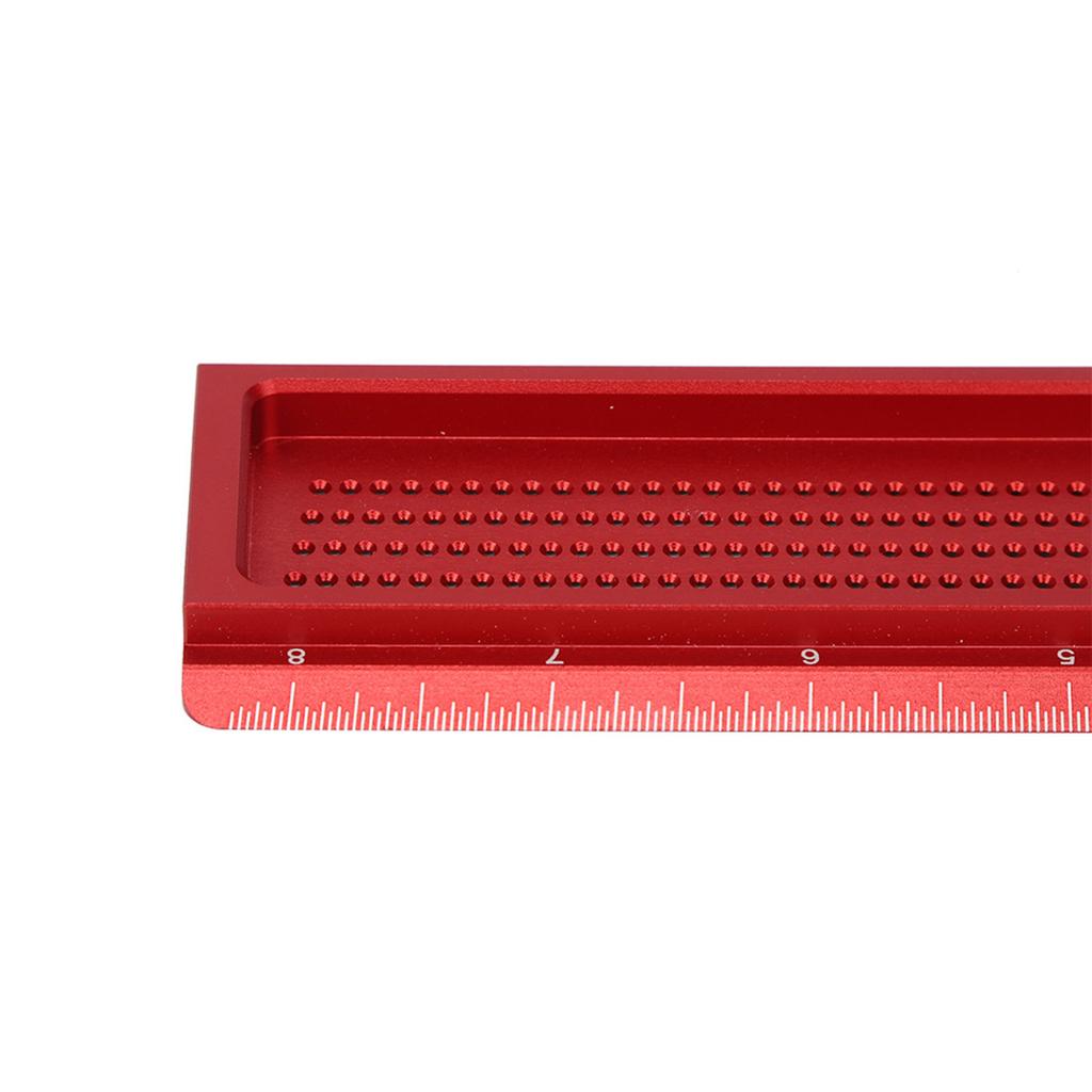 TS-8 Woodworking Hole Ruler Aluminum T shaped Measuring Tool   Scriber for Hardware(Red )