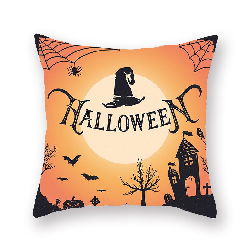 Halloween Pillow Cover Cartoon Pumpkin Head New Peach Skin Cushion Cover Sofa Cushion