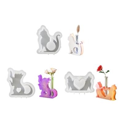 Moldes de resina de silicona con forma de gato para jarrones de plantas hidropónicas, macetas pequeñas, moldes para manualidades, moldes de resina epoxi, manualidades hechas a mano.