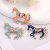 Vintage Court Style Enamel Galloping War Horse Brooches Pins For Women Clothing Accessories Men Fashion Suit Lapel Corsage