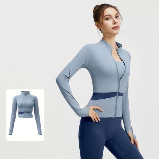 Women's Workout Jacket Full Zip Up Cropped Yoga Jacket Long Sleeve Slim Fit Athletic Top