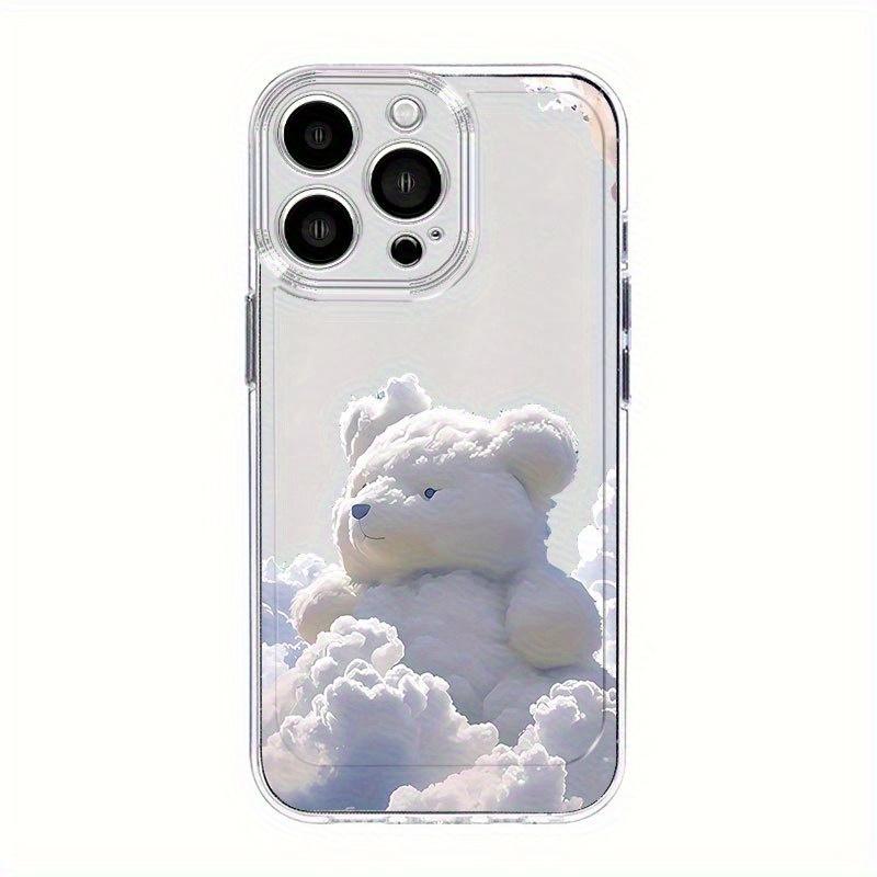 Cute white bear pattern phone case suitable for iPhone 17 16 15 14 13 12 11 Pro/Max/Plus transparent anti drop back cover IPHONE 16