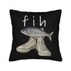Fih Shoes Fish Funny Misspelled Fish Meme Fih Calling Humor Square Pillow Covers Room  Cushion Cover Creative Decor Pillowcase