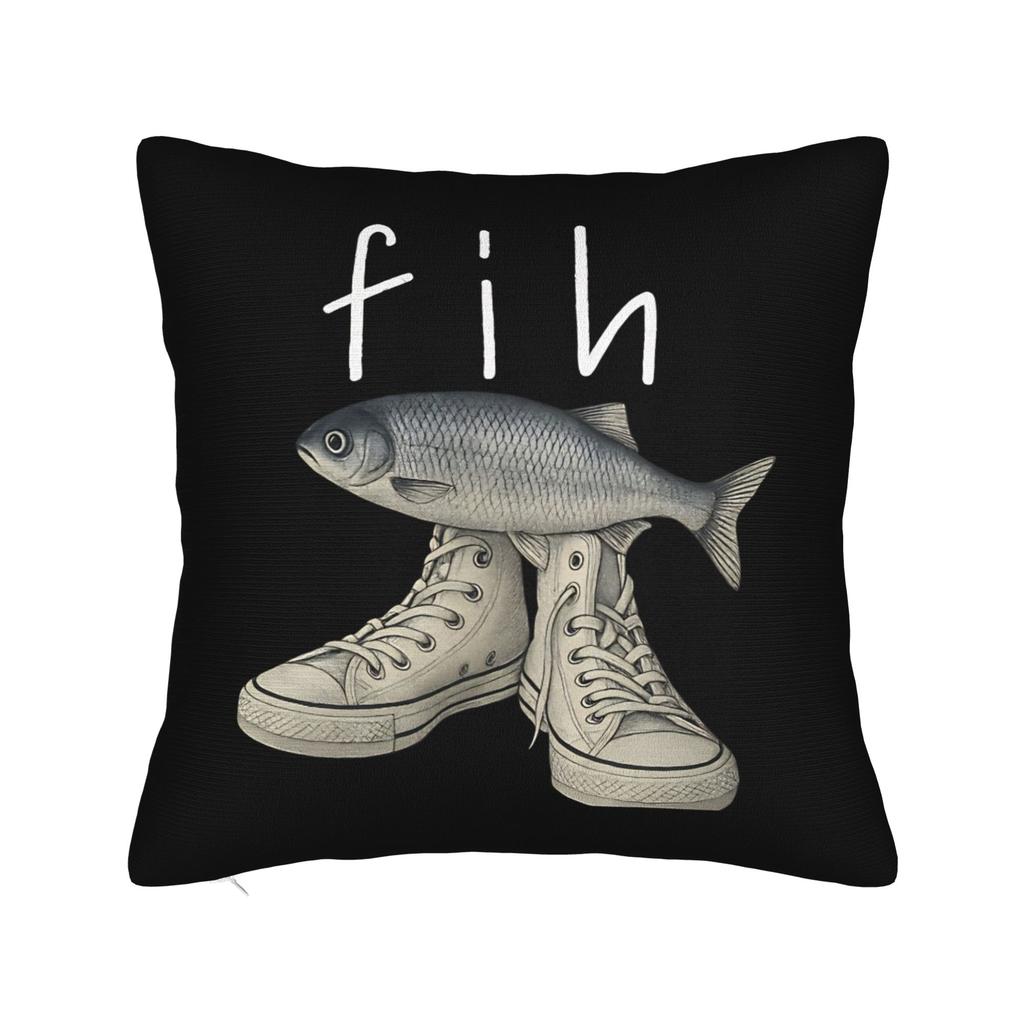 Fih Shoes Fish Funny Misspelled Fish Meme Fih Calling Humor Square Pillow Covers Room Cushion Cover Creative Decor Pillowcase