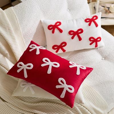Funda de Cojín Terciopelo Suave Decorativa Patrón de Lazo Múltiples Tamaños Funda para Cojín Sofá Dormitorio Silla Decoración del Hogar