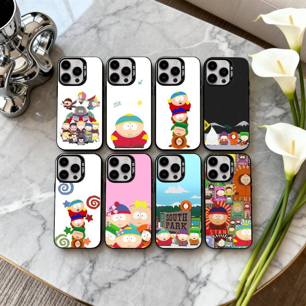 C-Cartoon S-South-H P-Park-S Phone Case For iPhone17,16,15,14,13,12,11 Plus,Pro Max Black Candy silver phone case