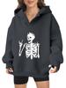 2025 new European and American Halloween women's hooded sweater front and rear pattern winter fleece loose casual