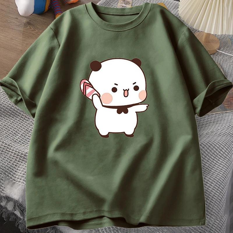 Cute Bubu Is Throwing Flip-flops T Shirt Men Women Funny Cartoon Dudu T-shirt Cotton Summer Print O-neck Male Clothes Oversize