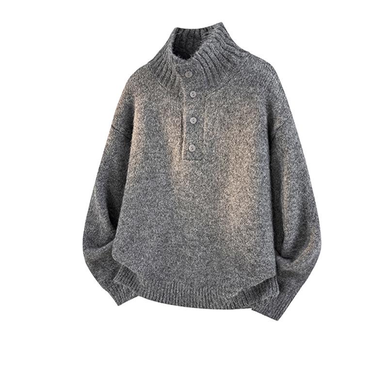 

Men s Thick Stand Collar Casual Sweater - Autumn Winter Trend, Loose Elastic Knitwear 2XL сірий колір