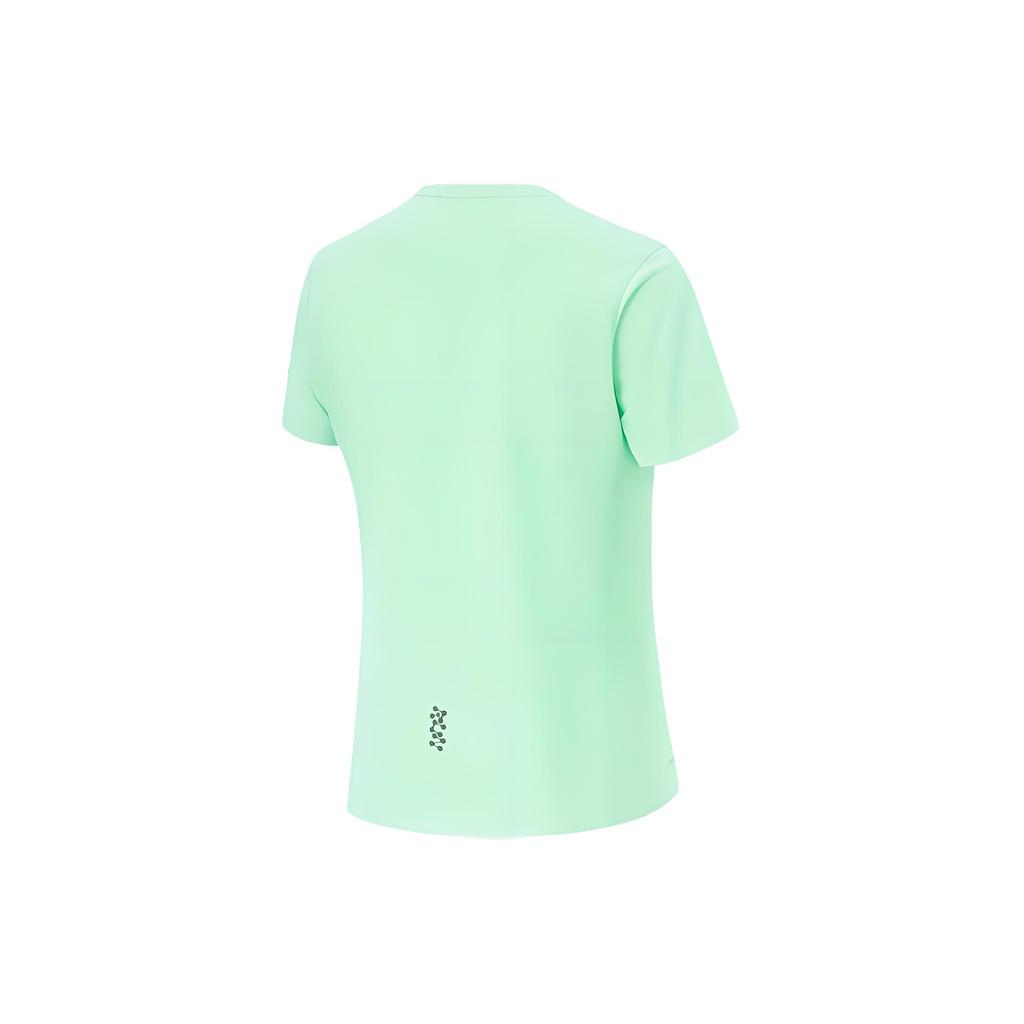 Li Ning Running Series Solid Color Quick-Dry Reflective Breathable Round Neck Short Sleeve T-Shirt Women Tops Cool-Green ATSU190-5