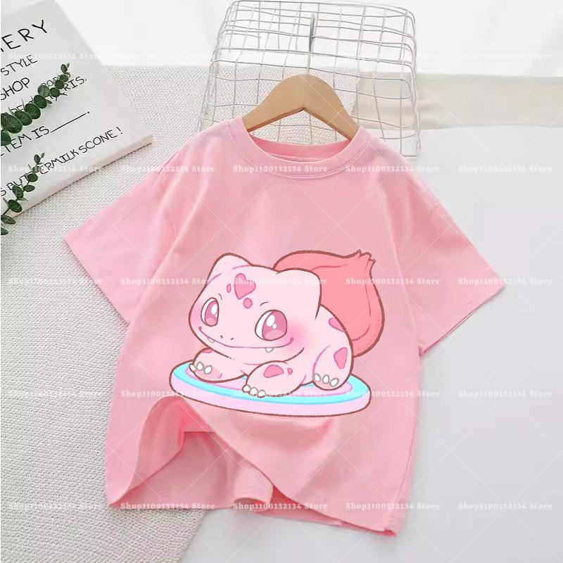 Pokemon Kids T-Shirts Anime Pikachu Jigglypuff Printed Shirts Tops Cartoon Boys Girls Summer Clothes Short Sleeves Tees New Gift