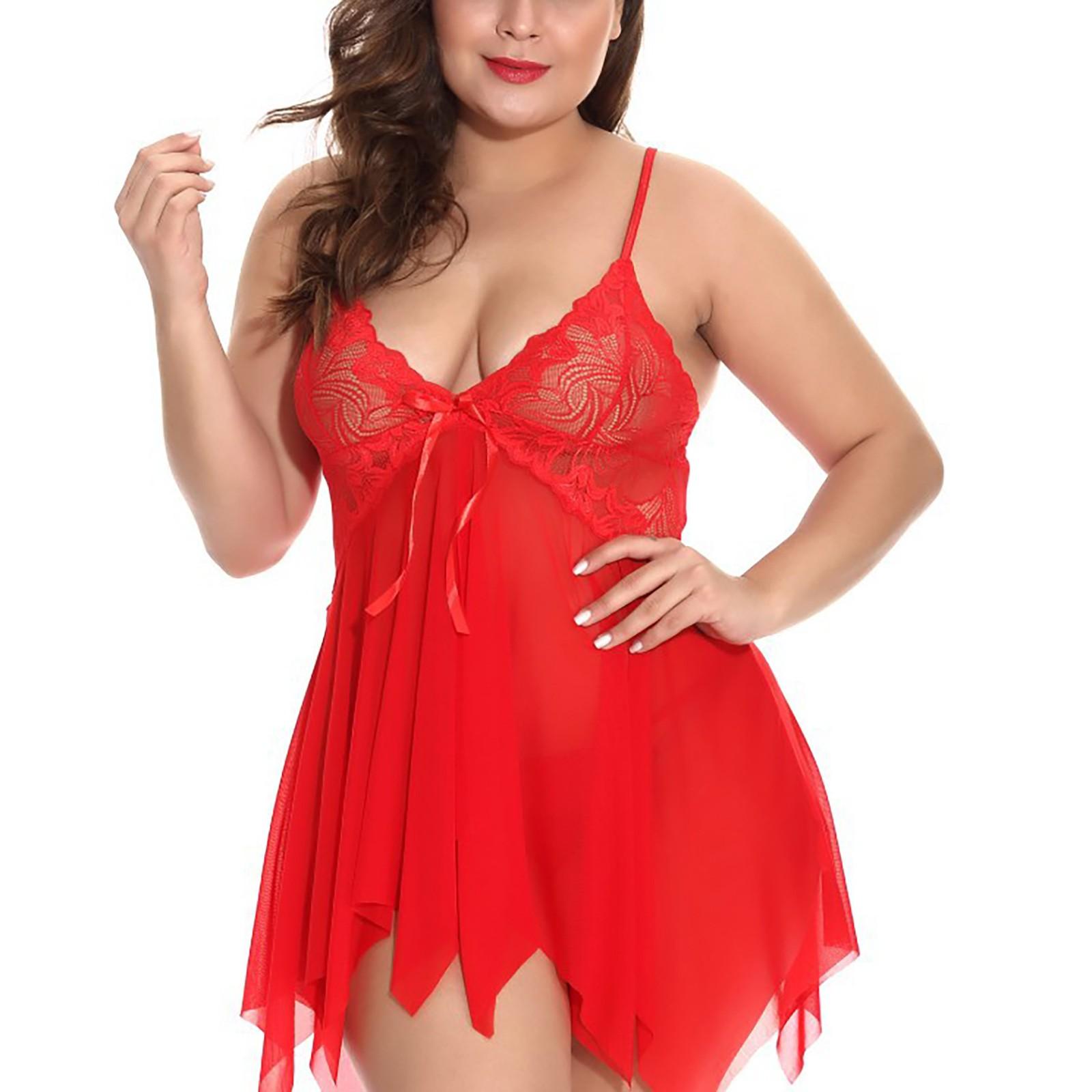 

S-4XL сексуальное женское кружевное нижнее белье Babydoll, ночная рубашка, прозрачная одежда для сна, ночная рубашка, мини-платье XXXXL