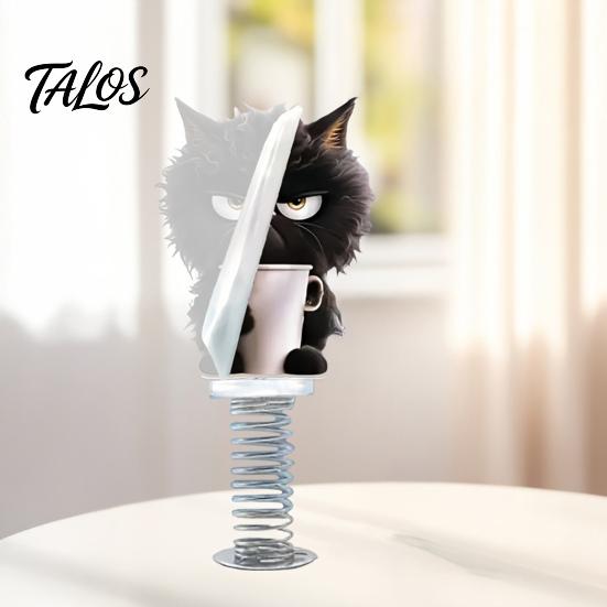 Nicht abfärbende Klebe-Auto-Dekoration Niedliche Katzen-Armaturenbrett-Dekorationen mit Feder-Wipp-Design, 2D Flache Acryl-Kätzchen Lustige Fahrzeug-Wackel-Ornamente, Stabil
