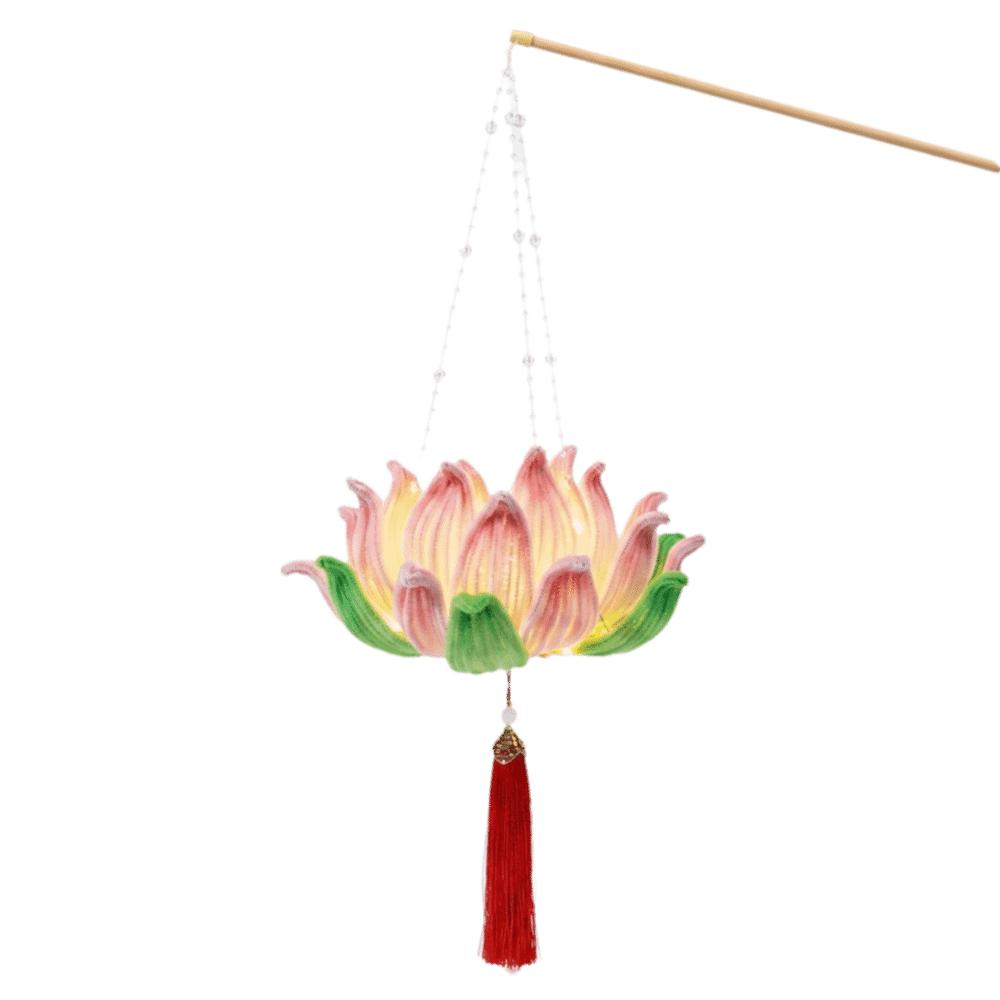 3D Twisted Stick Lotus Flower Lantern Luminous Handheld Lantern  Traditional Decor