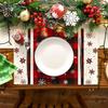 1PC Red Dining Printed Kitchen Rectangular Festive Table Mats Holiday Linen Party Christmas Placemats Modern Home Use 3 Styles