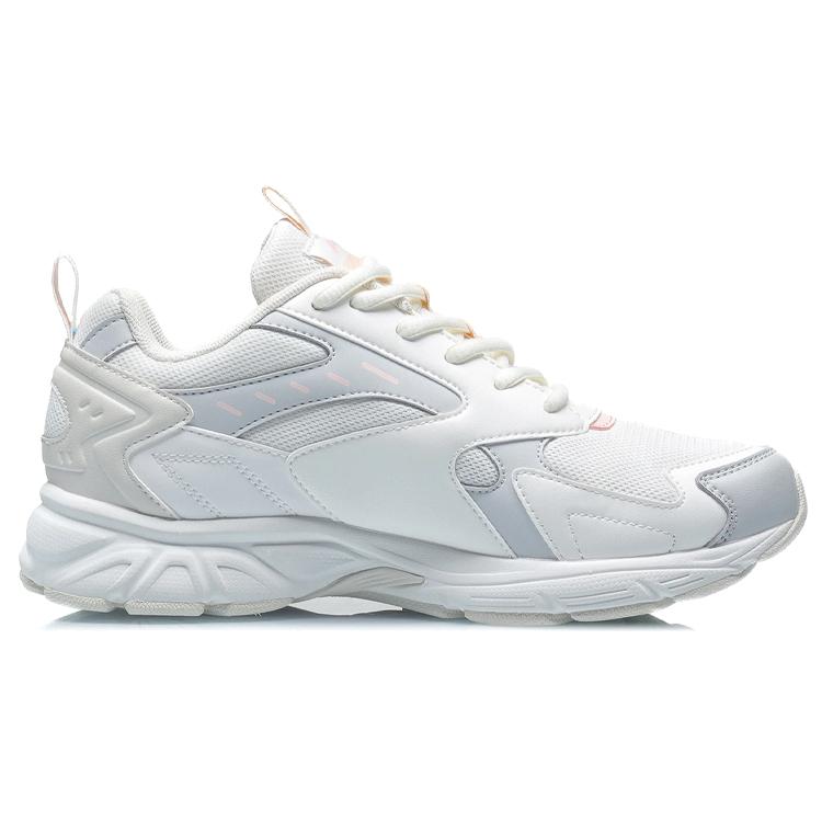 Li Ning Cushioning Slip Resistant Abrasion Resistant Low Top Running Shoes Women's Mist White ARLR018-5