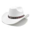 Suede Men'S And Women'S Woolen Denim Jazz Felt Hat Ethnic Style Decorative Curled Top Hat Tibetan Sunshade Sun Protection Hat