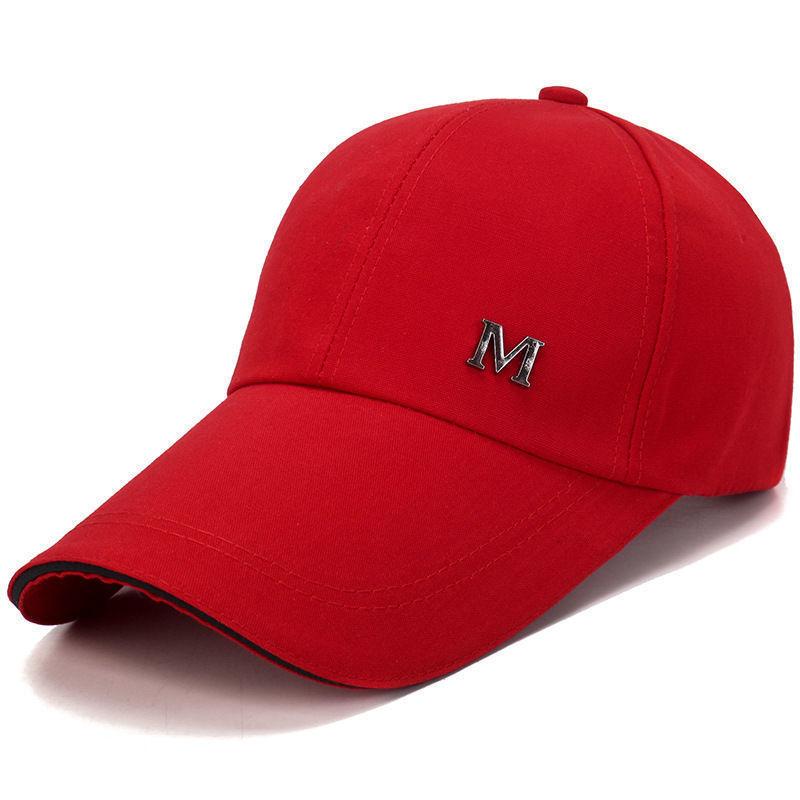 Simple M Letter Metal Label Baseball Cap, Men's and Women's Versatile Casual Cap, Outdoor Shading Adjustable Hat