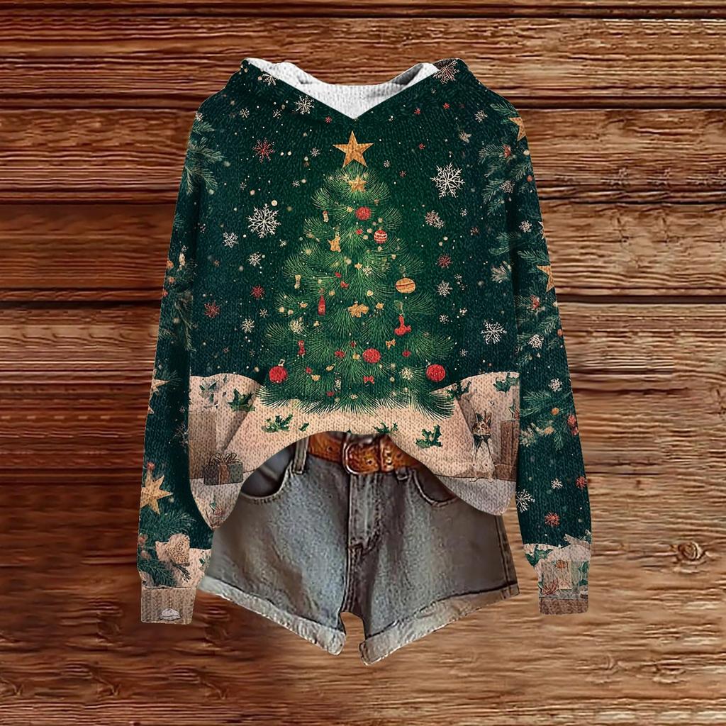 Sweatshirts For Women Knit Sweater Cute Shirt Fall Pullover Hooded Sweatshirt