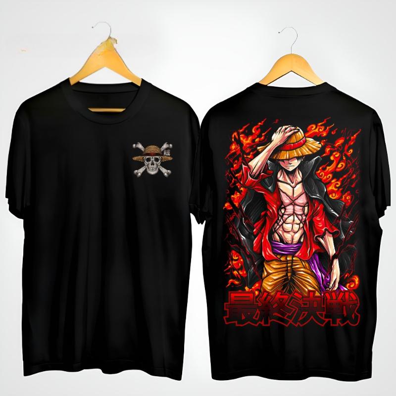 Neutral Adult Premium T-Shirt Luffy Red Neutral Adult Clothing Summer New Vintage Fashion Men's and Women's Streetwear