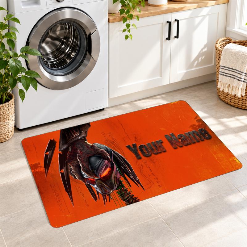 Predator Custom Text Flannel Floor Rug Soft Kitchen Mat Personalized Non Slip Carpet