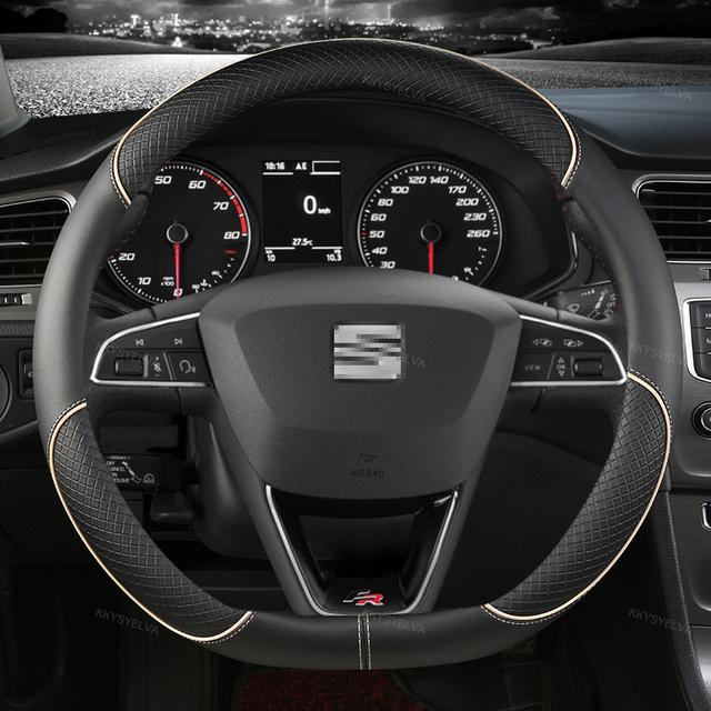 Coprivolante Auto Pelle Microfibra 38cm Antiscivolo Per Seat Tarraco Arona Ateca Ibiza Toledo Mii Leon Arosa Exeo ST FR