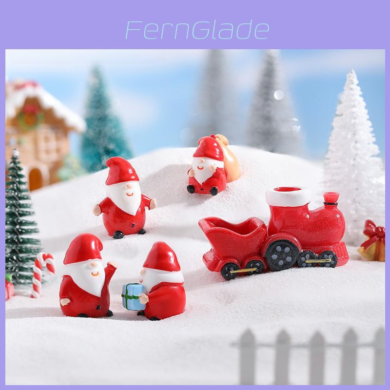 Adorabile Set di Statuette Natalizie in Resina con Babbo Natale e Mini Accessori per Scena Neve