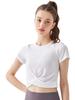 Cross-Wrap Bare-Feel Quick-Dry Short-Sleeve Yoga Crop Top