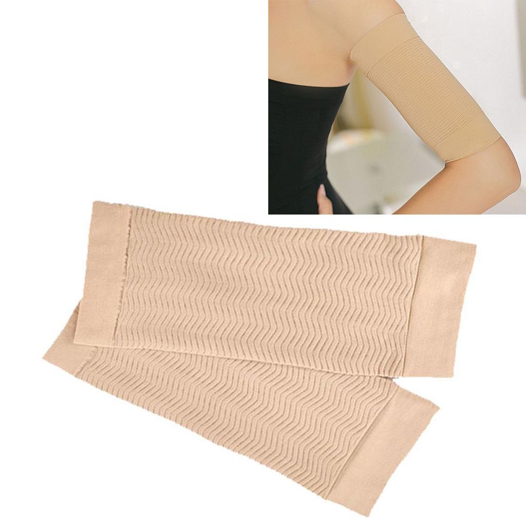 1 Pair Slimming Arm Sleeves Soft Comfortable Breathable Elastic Nylon Large Size Compression Arm Shapers Flesh Color Free Size