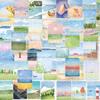 50 Pieces of Hand-drawn Style Outdoor Scenery PET Stickers for Luggage and Water Bottles, Creative Designs