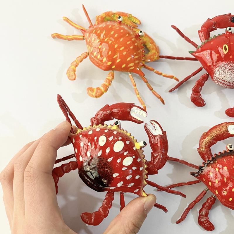 Cute Simulation Crab Fridge Magnets Movable Joints Hand Painted Bright Color Home Kitchen Decor Creative Souvenir Gift