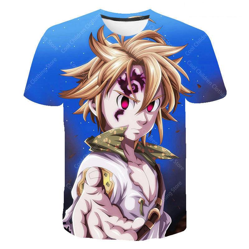 Sieben Todsünden Cartoon Anime Spiel Print Sommer T-Shirt Mode Männer Kinder Lässig Jungen Mädchen Rundhals Eltern-Kind-Kleidung Oberteil