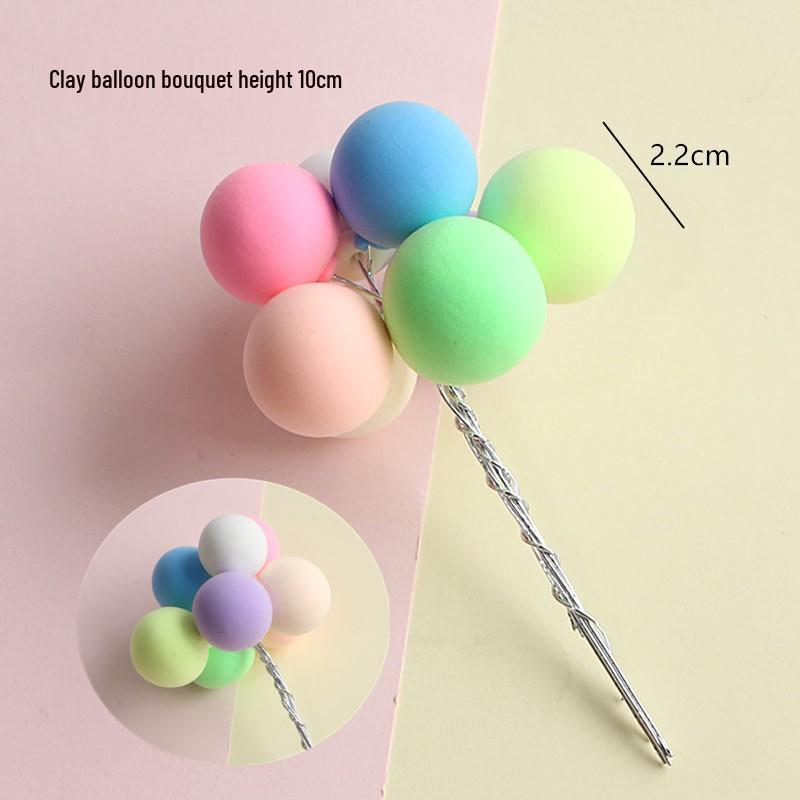 Multicolor Macaron Balloons Cake Toppers - Polymer Clay Foam for Kids' Birthday Decorations