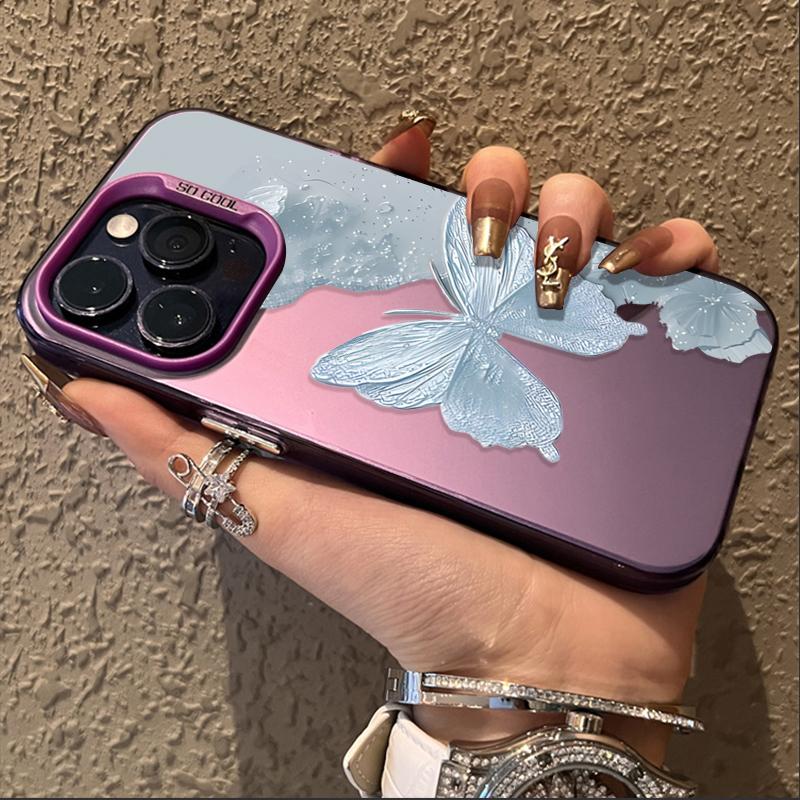 Butterfly Pattern Case For IPhone 17 16 16E 14 13 12 Mini 11 15 Pro Max X XR XS 13Pro 17 Air Anti-drop Airbag Cover Funda