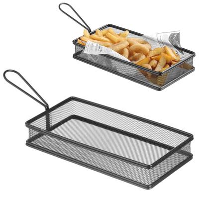 Basket for Serving Fried Snacks, Fries, with Handle, Black, 255x153x45 Mm, Hendi 425657