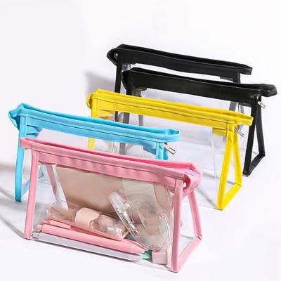 3Pcs Clear Pencil Pouch with Zipper Triangle Clear Toiletry Bag Makeup Bag Home Storage Organizing Office Vacation Bathroom Travel Accessories