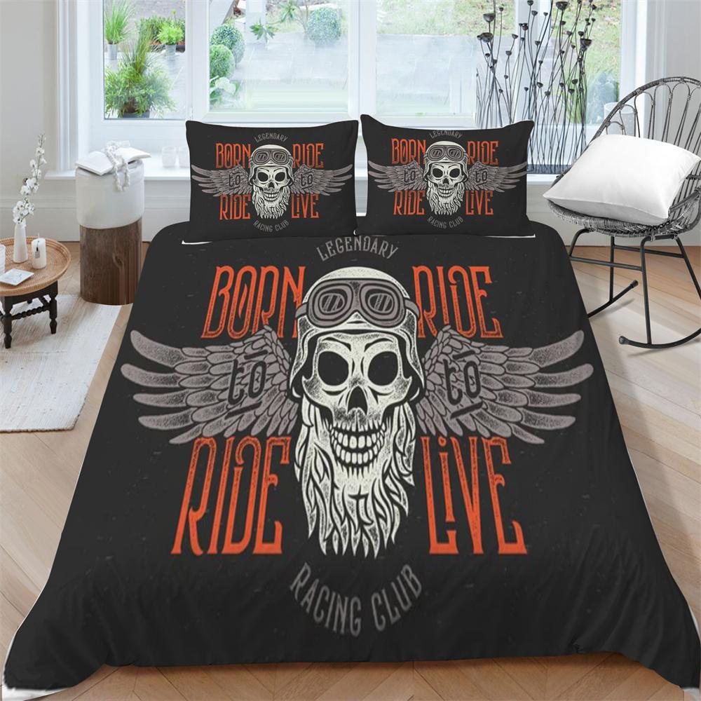 Schädel-Bettwäsche-Set, Tröster, Bettbezug, weiches Bett, Anzug, Zuhause, Schlafzimmer, Kleidung, Textilien, dreiteiliger Polyester-Bettbezug