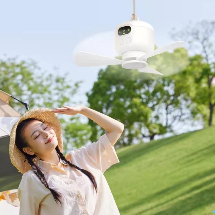Mini Ceiling Fan Portable Camping Fan With Light & Remote Built In 8000mAh Battery
