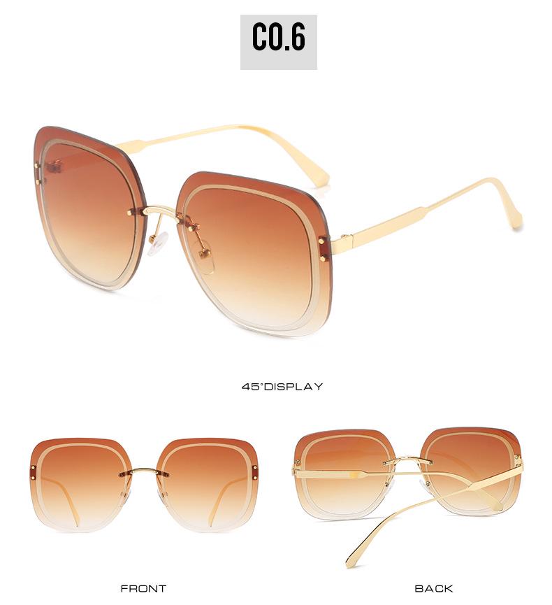 2021 European and American Square Frame Sunglasses with Rice Nail Grooved Lenses for Women