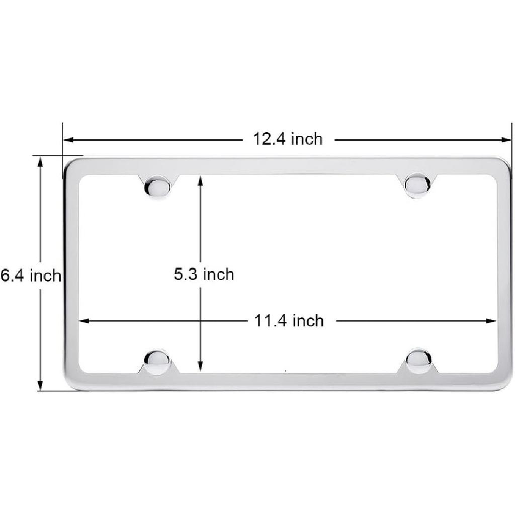 License Plate Frames, Indeed BUY 2 Pcs 4 Holes Slim Stainless Steel Polish Mirror License Plate Frame And Chrome Screw Caps