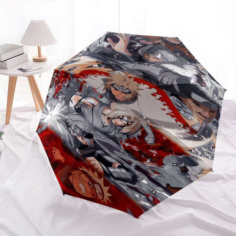 1 PC Automatic Folding Umbrella - Naruto Team Battle Pattern Portable Foldable Design With 8 Ribs Christmas Birthday Gifts